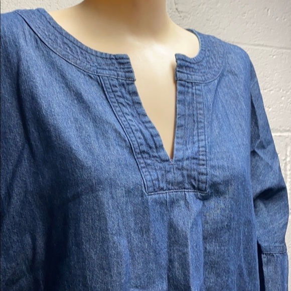 universal thread denim chambray pullover top - Picture 2 of 6